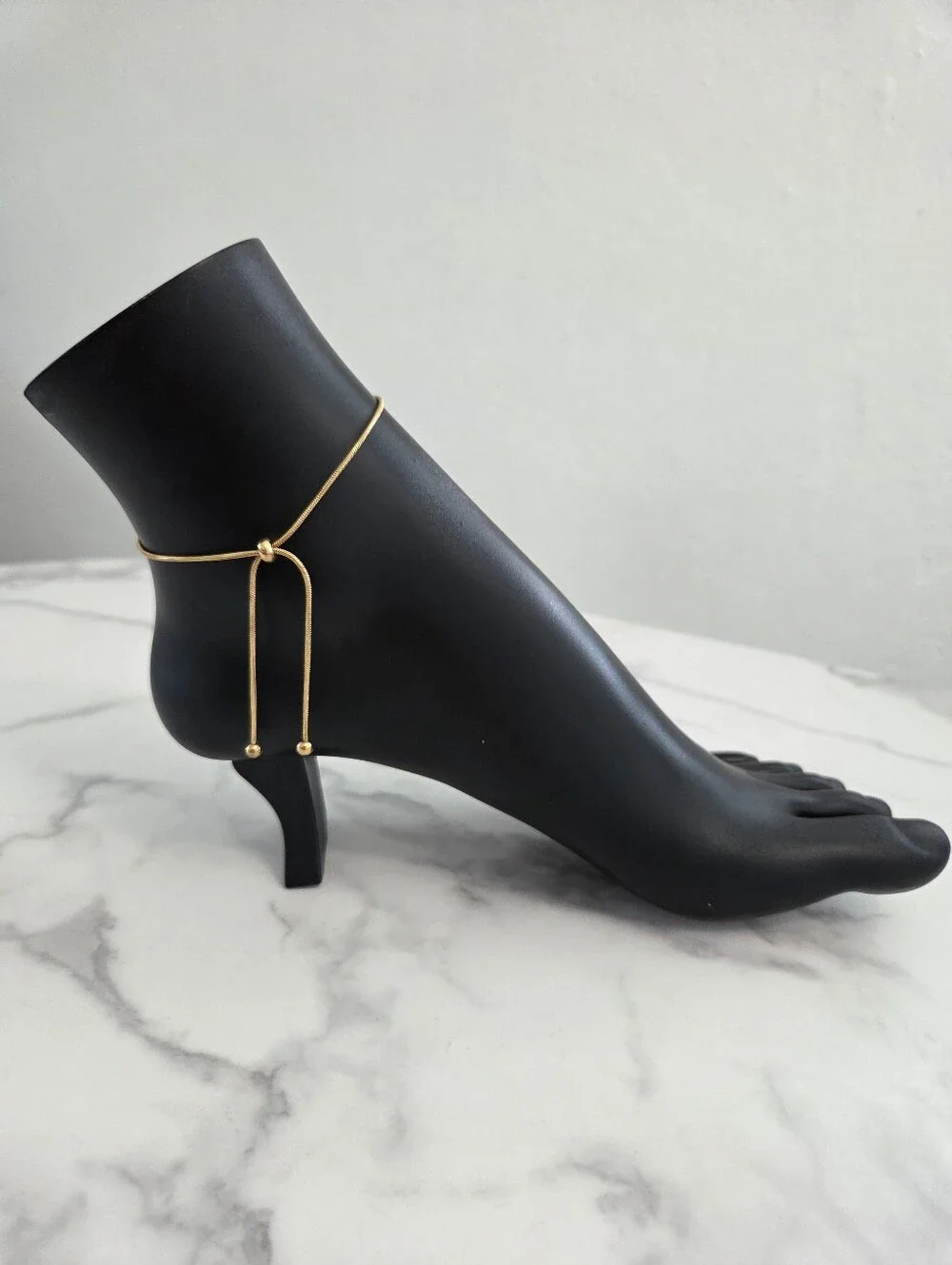 Stainless Steel ​Minimalist Gold Tone Adjustable Slider Ankle Bracelet